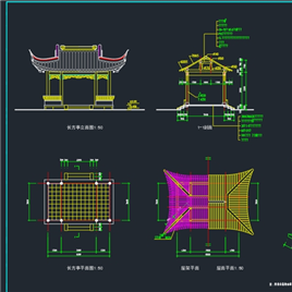 CAD图纸-长方亭全套施工图
