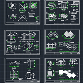 CAD图纸-整套景观施工图花架廊详图