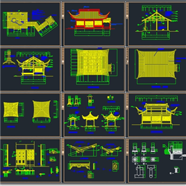 CAD图纸-整套亭子施工图