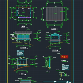CAD图纸-公园拱桥、展览馆、观景平台施工图