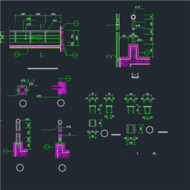 CAD图纸-玻璃不锈钢管护手栏杆 预埋件
