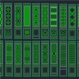 CAD图纸-仿古门,屏风图块