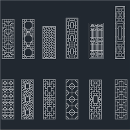 建筑CAD常用窗花类模块