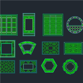 CAD图纸-中国传统古建筑元素之门窗