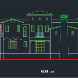 CAD图纸-独立别墅立面1-1剖面