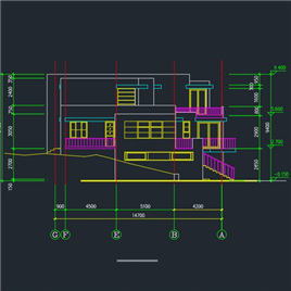 CAD图纸-某别墅平立面图