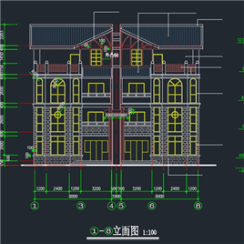CAD图纸-某四层别墅建筑施工图
