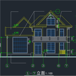 CAD图纸-小别墅F型施工图