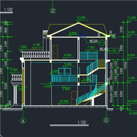 CAD图纸-一套别墅的建筑施工图