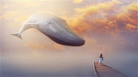 PS合成幻想中的梦中大鲸鱼海报