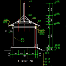 四角亭CAD建筑图纸