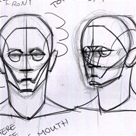 绘画人体头部结构及绘制线稿参考图