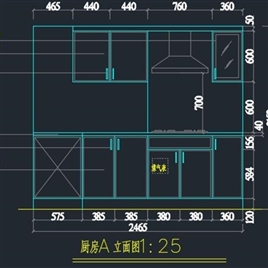 U型厨房CAD图纸